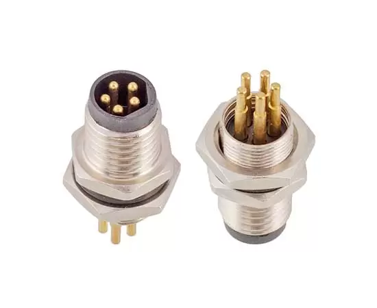 M8 Male Front Mount Socket(PCB, Screw M8*0.5)