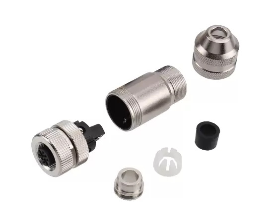M12 Straight Female Metal Assembled Plug (Screw)