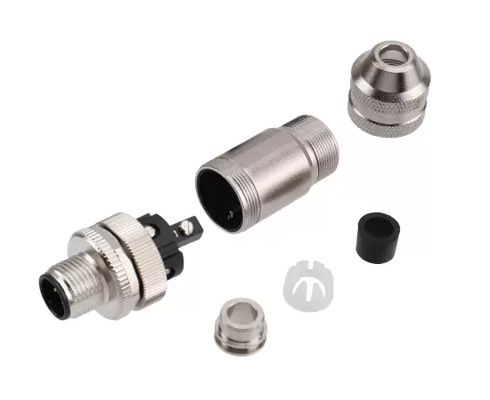 M12 Straight Male Metal Assembled Plug (Screw)