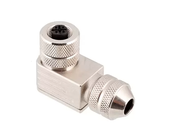 M12 Angled Female Metal Assembled Plug (Screw)
