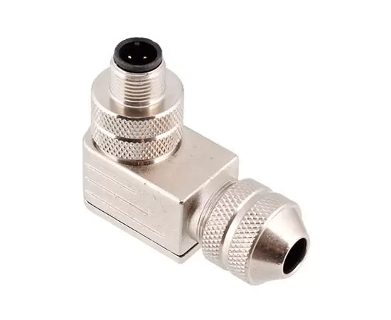 M12 Angled Male Metal Assembled Plug (Screw)