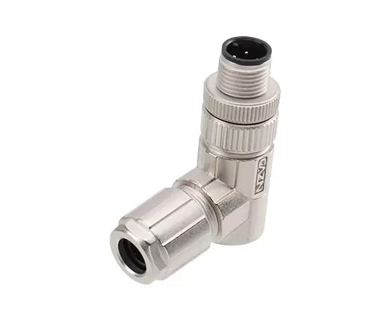 M12 Angled Male Metal Assembled Plug (Solder)