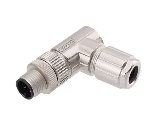 M12 Angled Male Metal Assembled Plug (Solder)