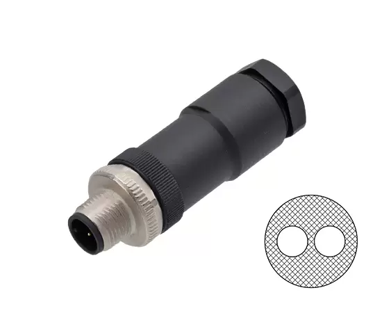 M12 Straight Male Plastic Assembled Plug (One to two types,Screw)