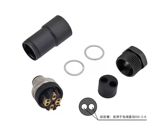 M12 Straight Male Plastic Assembled Plug (One to two types,Screw)