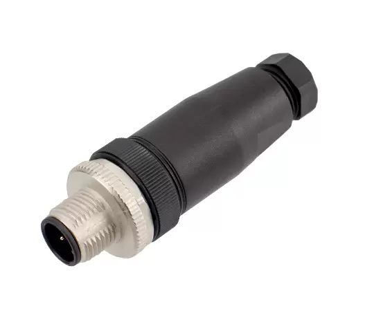 M12 Straight Male Plastic Assembled Plug (Screw)