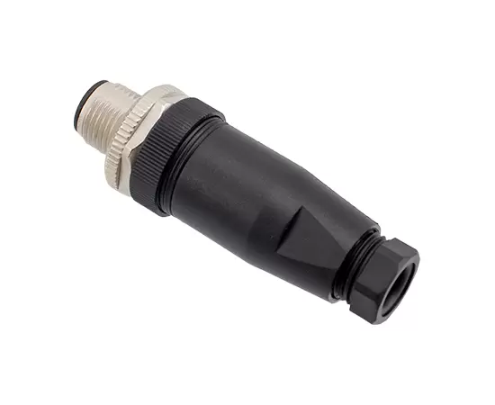 M12 Straight Male Plastic Assembled Plug (Screw)