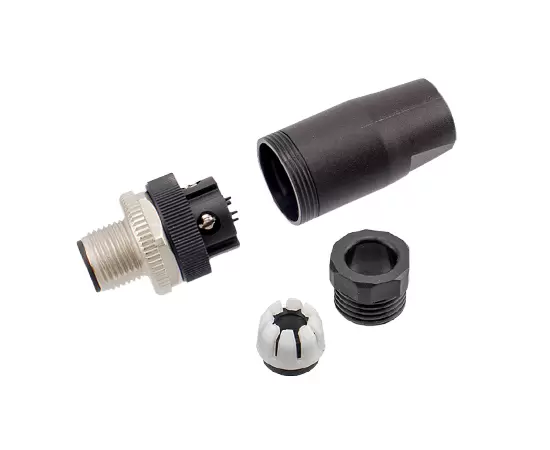 M12 Straight Male Plastic Assembled Plug (Screw)