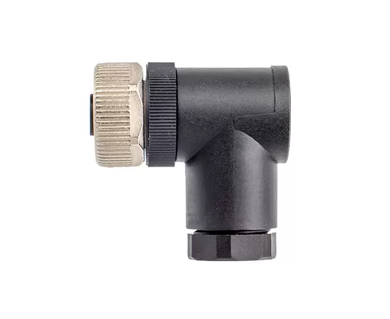 M12 Angled Female Plastic Assembled Plug (Screw)