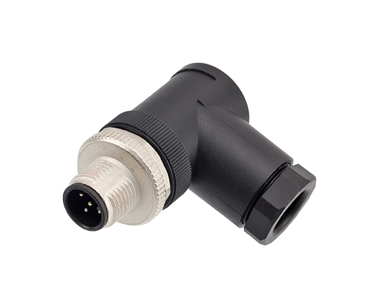 M12 Angled Male Plastic Assembled Plug (Screw)