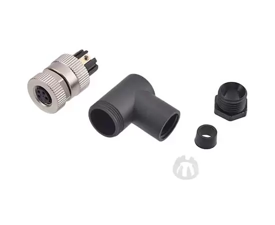 M8 Angled Female Plastic Assembled Plug (Screw terminal)
