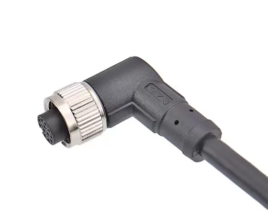 M12 Angled Female Overmolded Plug