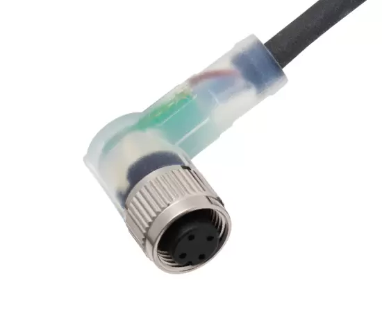 M12 Angled Female Overmolded Plug (LED)