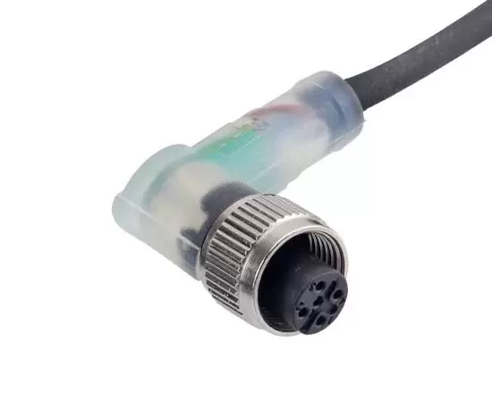 M12 Angled Female Overmolded Plug (LED)