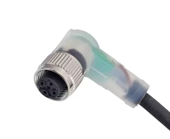 M12 Angled Female Overmolded Plug (LED)