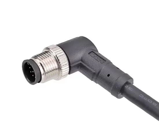 M12 Angled Male Overmolded Plug