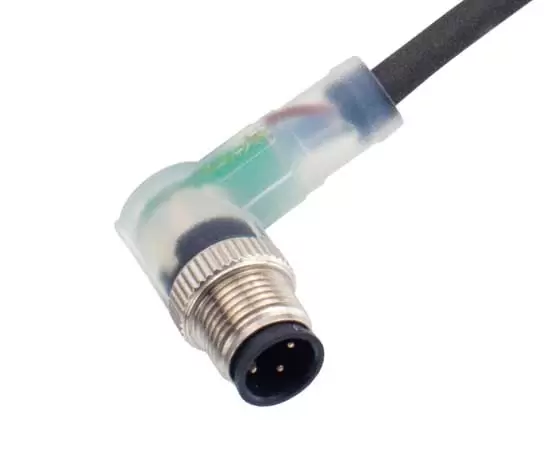 M12 Angled Male Overmolded Plug (LED)