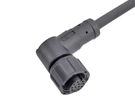 M12 Angled Female Overmolded Plug (Plastic style)