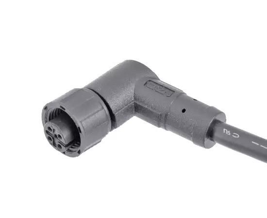 M12 Angled Female Overmolded Plug (Plastic style)