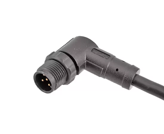 M12 Angled Male Overmolded Plug (Plastic style)