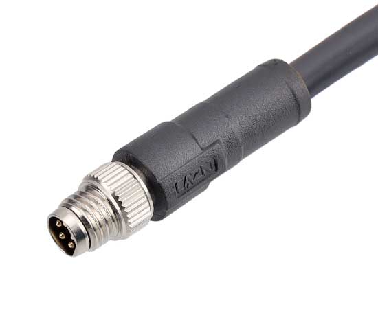 M8 Straight Male Overmolded Plug (Metal interface)