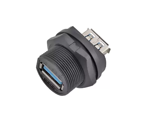 USB Female to Female Back Mount Receptacle (Threaded)