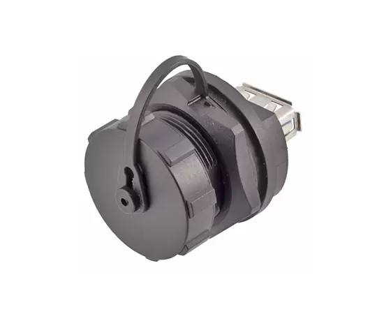 USB Female to Female Back Mount Receptacle (Threaded)