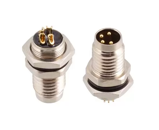 M8 Male Front Mount Socket(Solder, Screw M8*0.5, Metal interface)