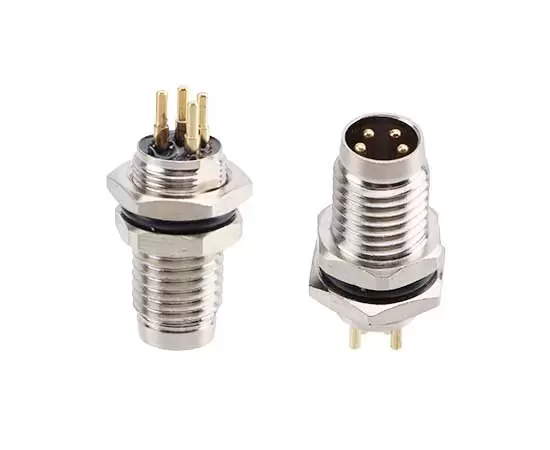 M8 Male Front Mount Socket(PCB, Screw M8*0.5, Metal interface)