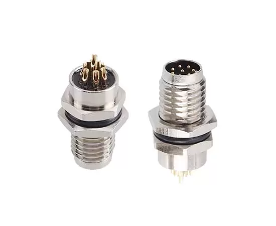 M8 Male Back Mount Socket(Solder, Screw M8*1, Metal interface)