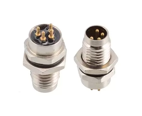 M8 Male Back Mount Socket(PCB, Screw M8*1, Metal interface)