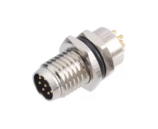 M8 Male Back Mount Socket(PCB, Screw M8*1, Metal interface)