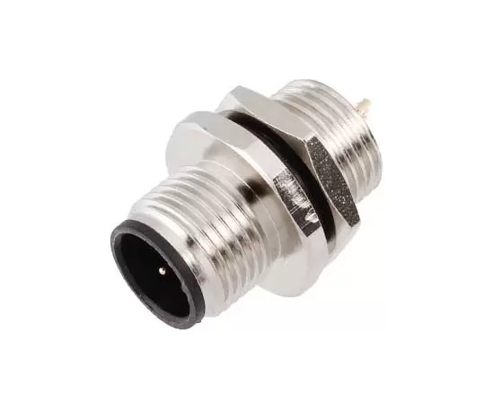 M12 Male Front Mount Socket (Solder, Screw M12*1)