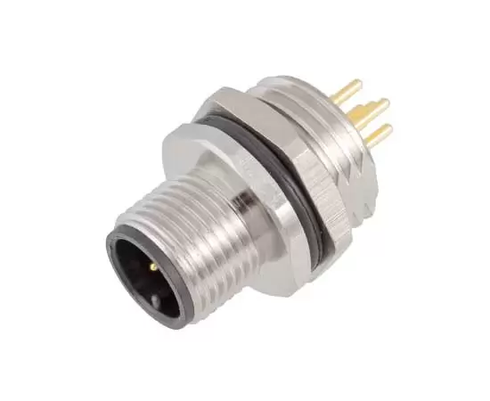 M12 Male Front Mount Socket (PCB Screw M16*1.5/PG9)