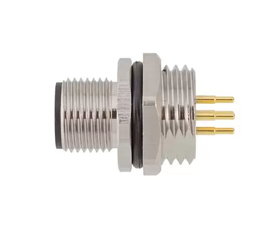 M12 Male Front Mount Socket (PCB Screw M16*1.5/PG9)