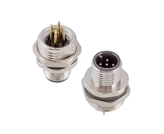 M12 Male Front Mount Socket (PCB Screw M16*1.5/PG9)