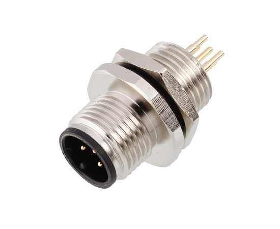M12 Female Front Mount Socket (PCB, Screw M16x1.5)