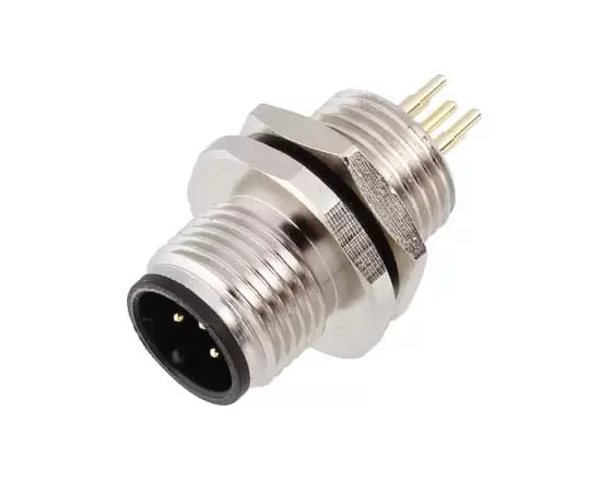 M12 Male Front Mount Socket (PCB Screw M12*1)