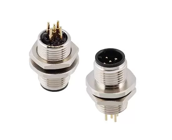 M12 Male Front Mount Socket (PCB Screw M12*1)