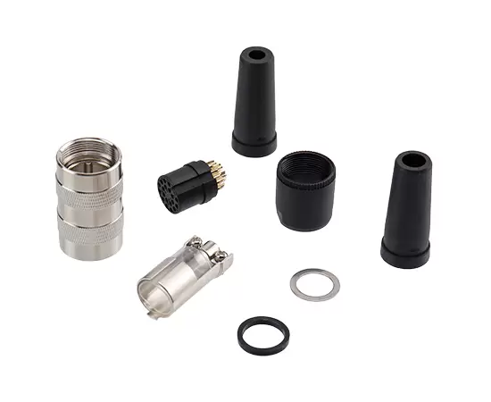 M16 Straight Female Assembled Plug (Solder, Plastic tube)