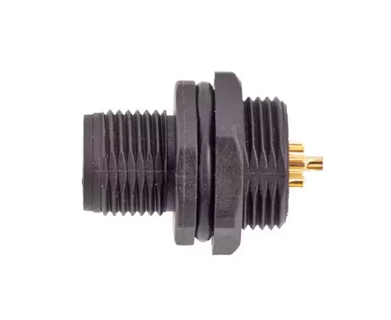 M12 Male Front Mount Socket(Solder, Screw M15*1, Plastic type)