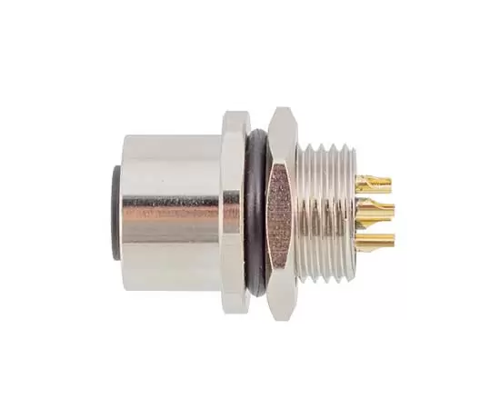 M12 Female Front Mount Socket (Solder, Screw M12*1)