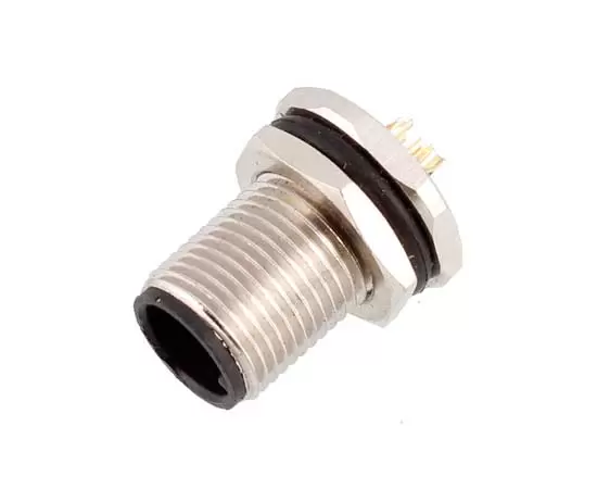 M12 Male Back Mount Socket (Solder, Screw M12*1)