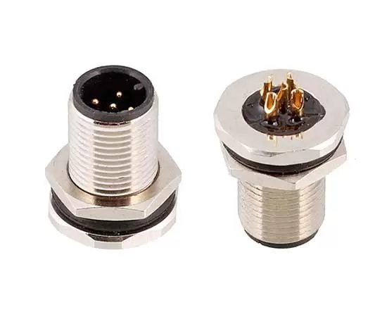 M12 Male Back Mount Socket (Solder, Screw M12*1)