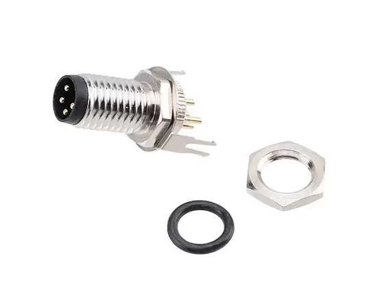 M8 Male Back Mount Socket(PCB, Screw M8*1, Grounded type)