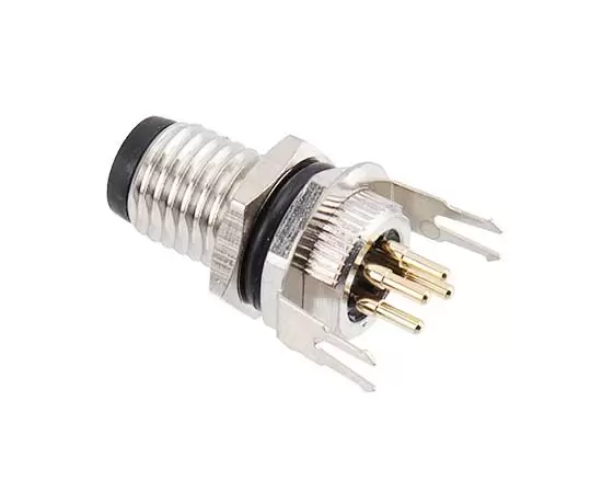 M8 Male Back Mount Socket(PCB, Screw M8*1, Grounded type)