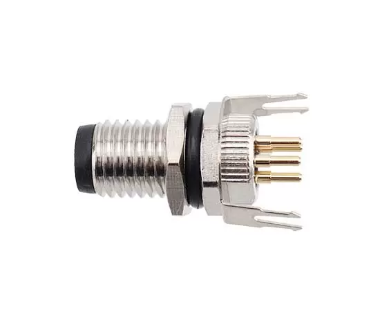 M8 Male Back Mount Socket(PCB, Screw M8*1, Grounded type)