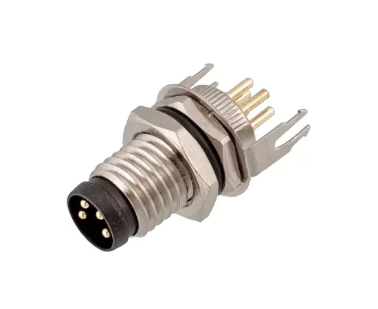 M8 Male Back Mount Socket(PCB, Screw M8*1, Grounded type)