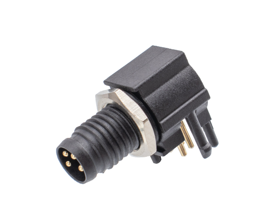 M8 Angled Male Back Mount Plastic Socket(PCB, Screw M8*1, Plastic)
