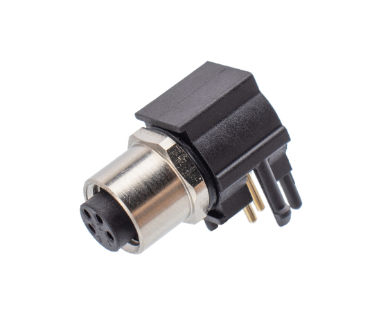 M8 Angled Female Back Mount Plastic Socket(PCB, Screw M8*1, Plastic)